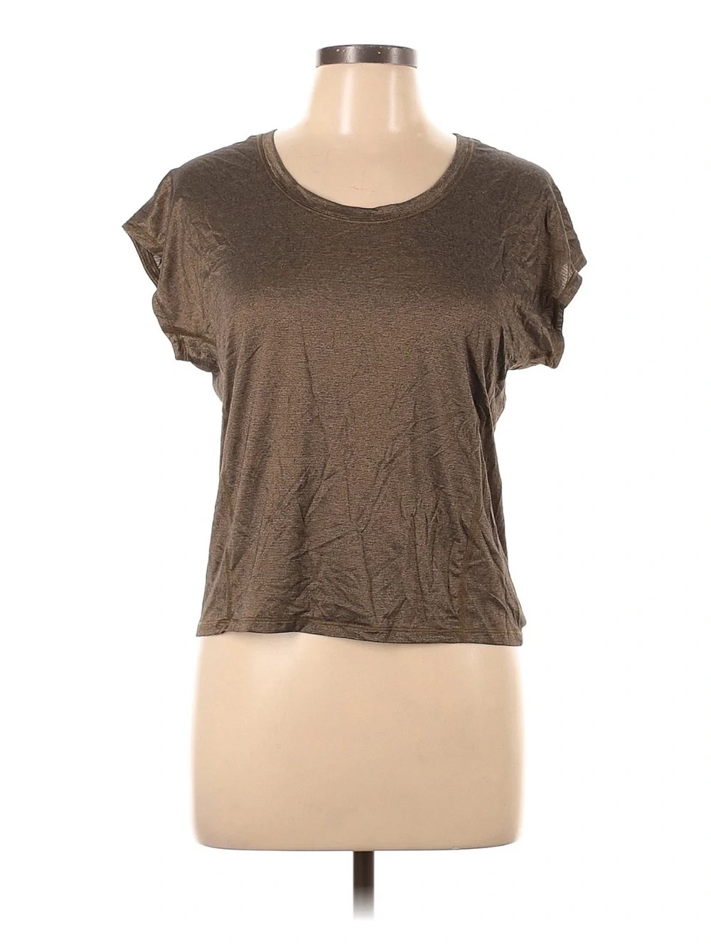 Lululemon Sweaty Or Not Crop Tee Heathered Black / Gold